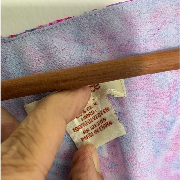 Sundance pink and blue, silk, asymmetric, sleeveless, mini dress. 6 - Picture 7 of 9